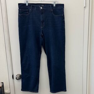 Express Straight Ankle High Rise Dark Blue Denim Jeans